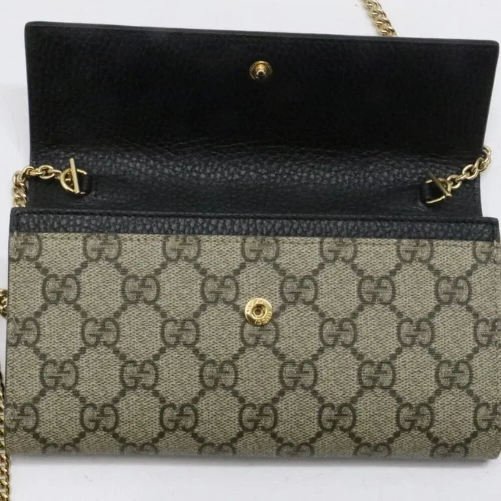 Gucci GG Marmont Bi Color Wallet on Chain Ebony Black Beige - Picture 9 of 15